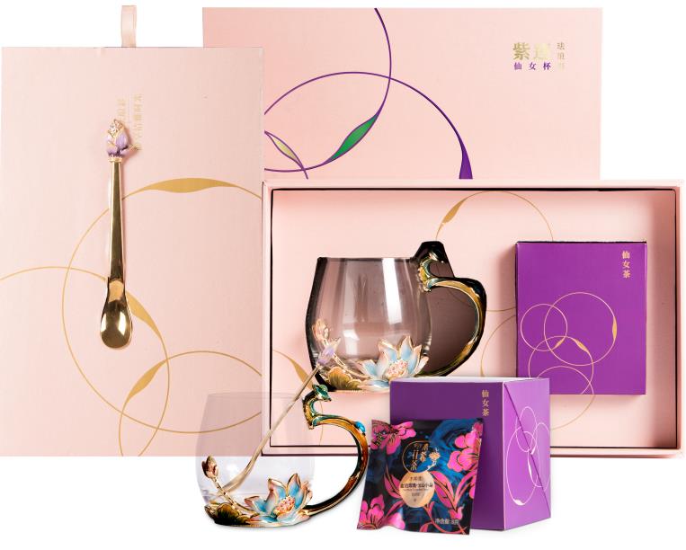 琺瑯彩紫蓮仙女杯套裝－尊貴VIP客戶禮品